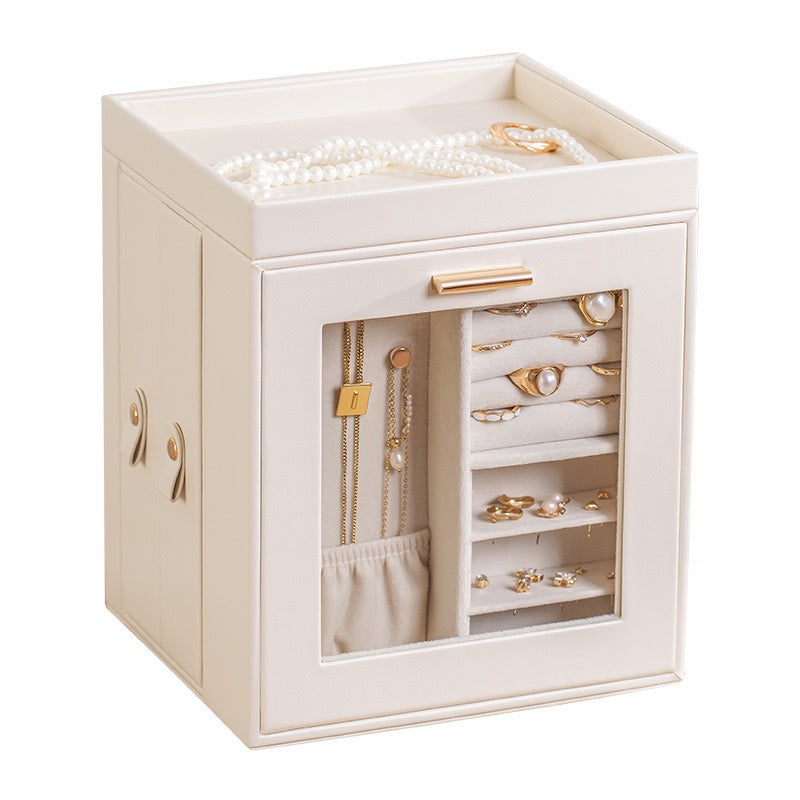 European-style rotating jewelry storage box, large capacity, high-end jewelry box for watches, rings, earrings, necklaces, and other jewelry