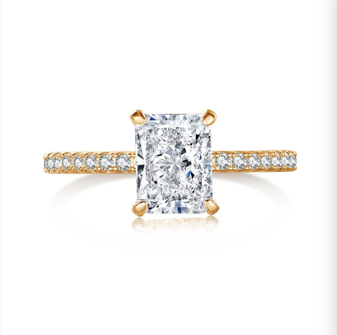 S925 sterling silver light luxury wedding rectangular high carbon diamond ring