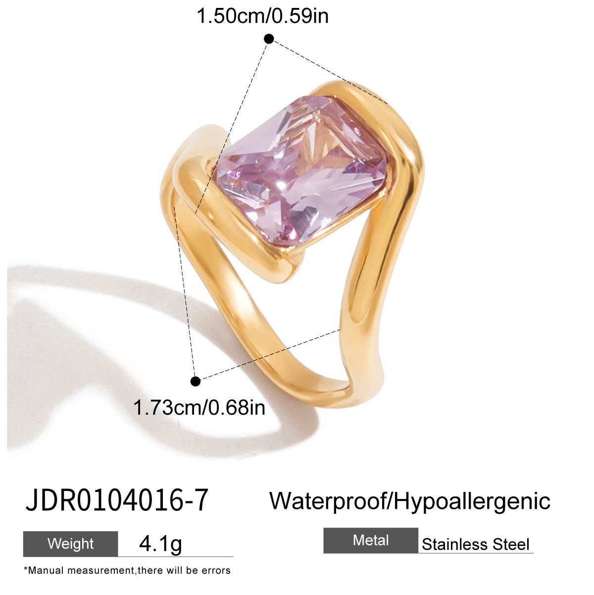 Titanium steel zircon stacked open ring