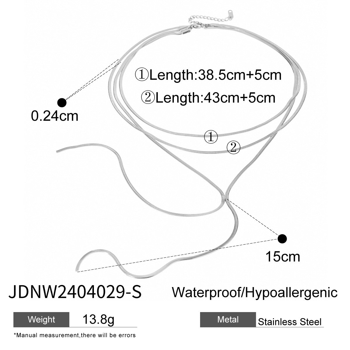 Three-layer stacked titanium steel necklace