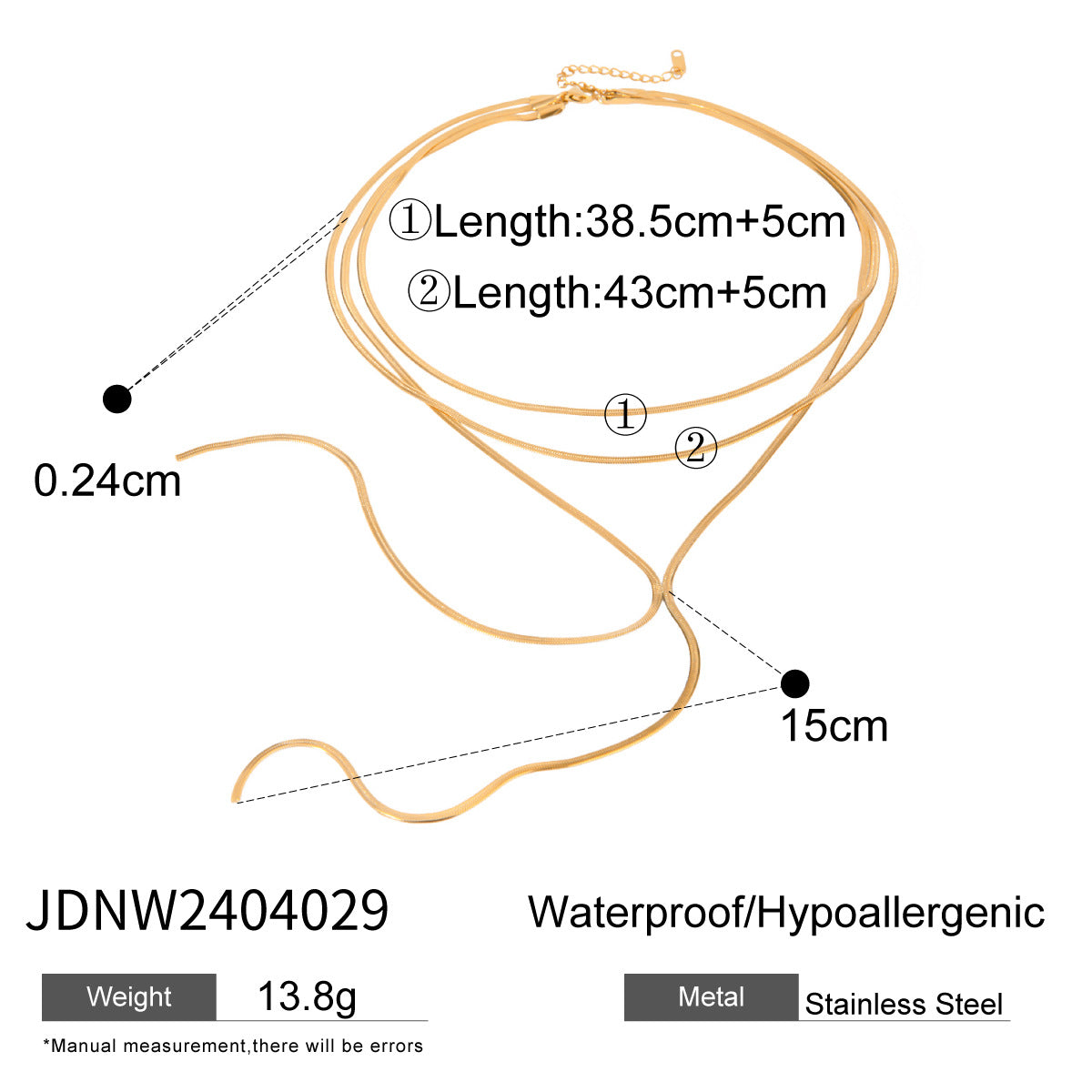 Three-layer stacked titanium steel necklace