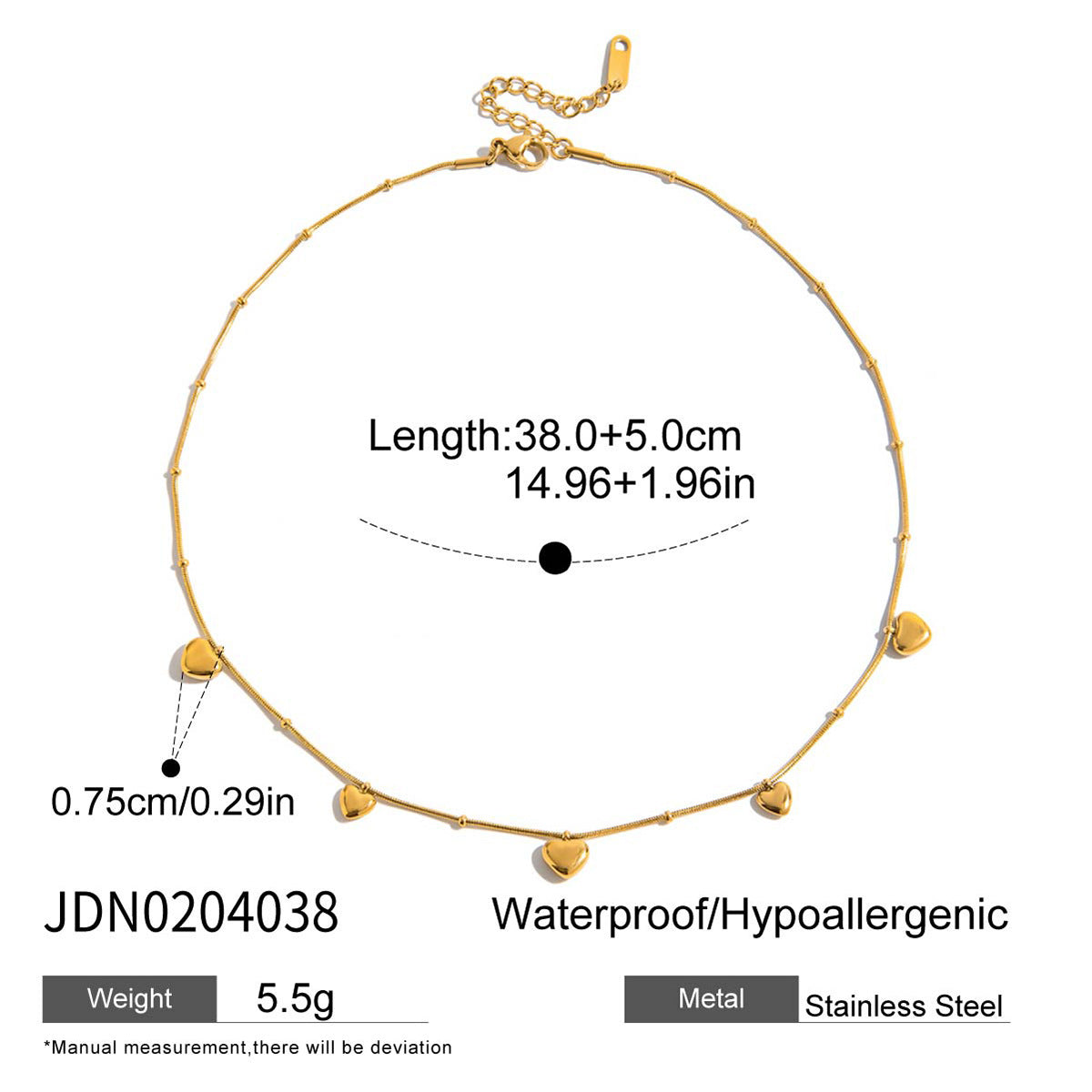 Stainless steel colored love pendant stacked necklace