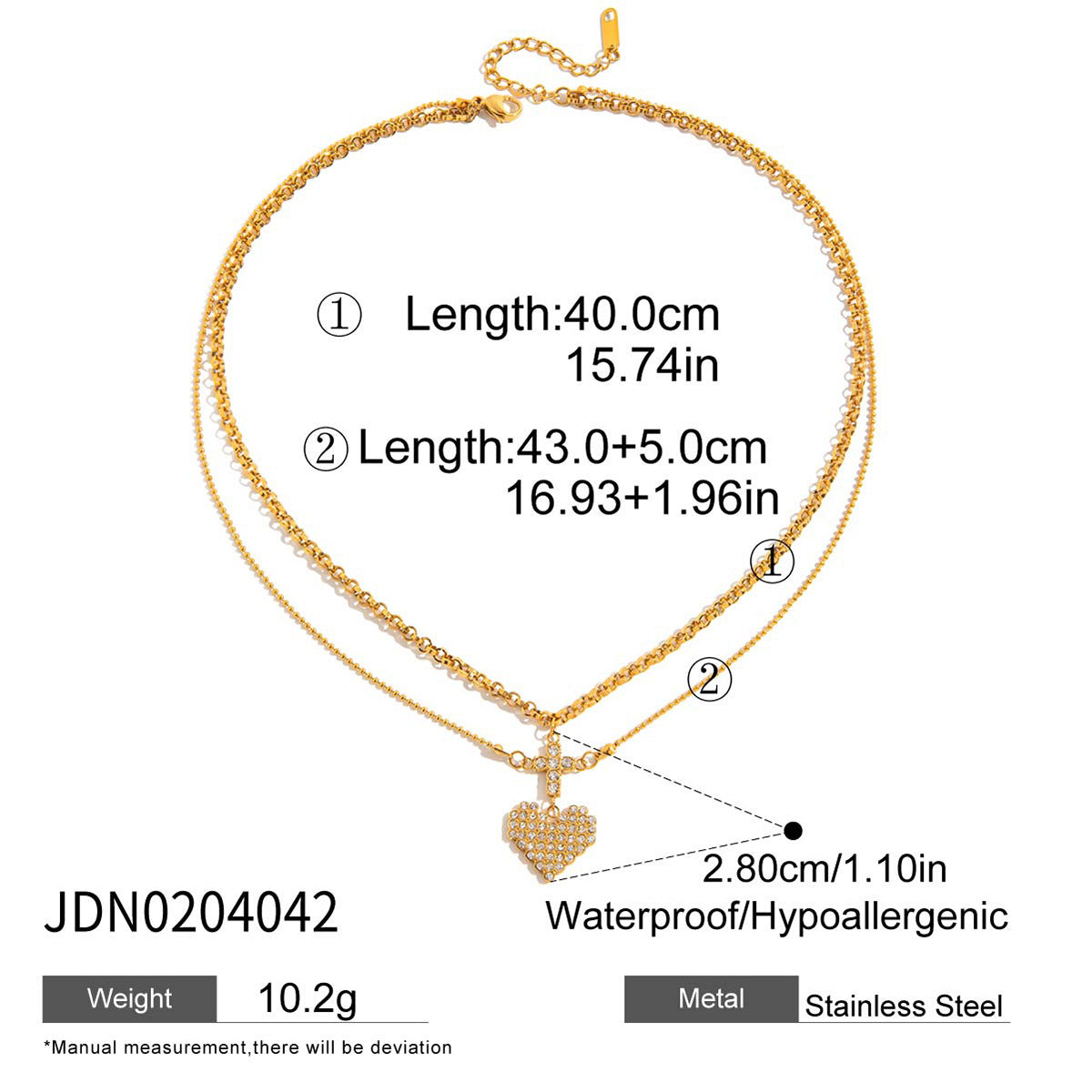 Love Pendant Double Layer Stacked Necklace