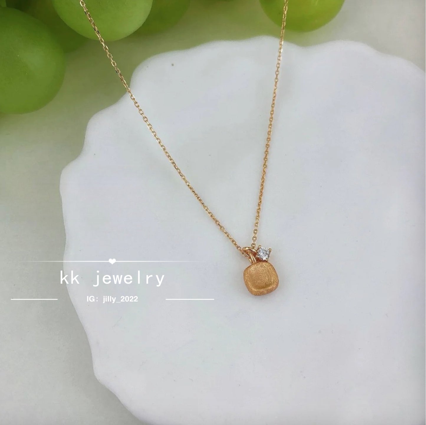 S925 sterling silver brushed small sugar cube necklace