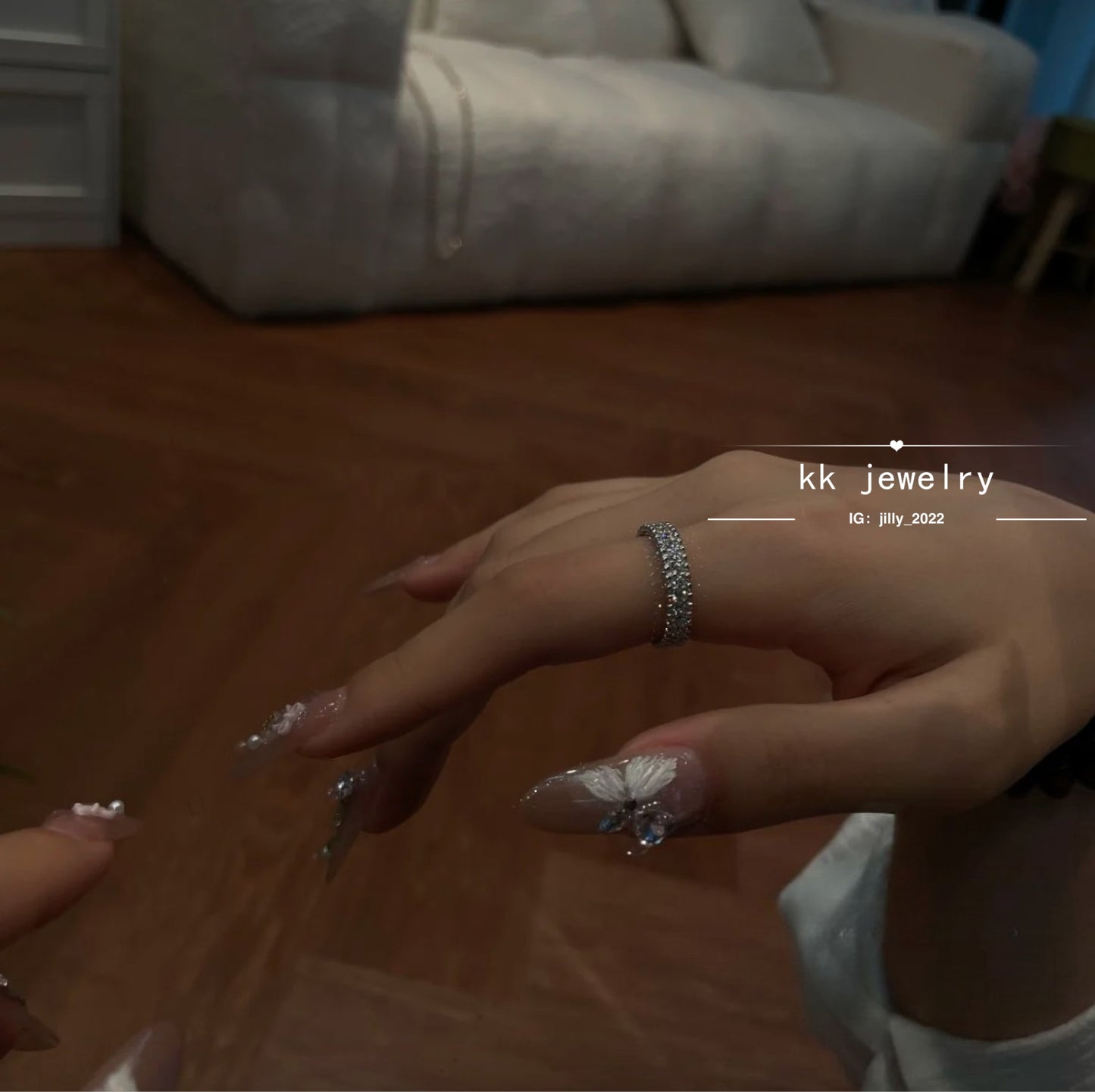 S925 Silver Gypsy Single Row Diamond Ring