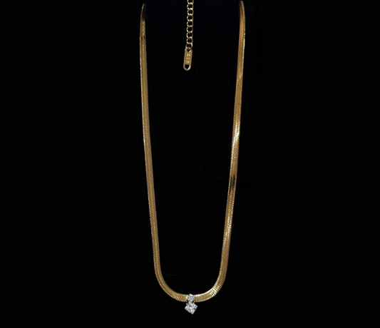 18k galvanized waterdrop zircon pendant necklace