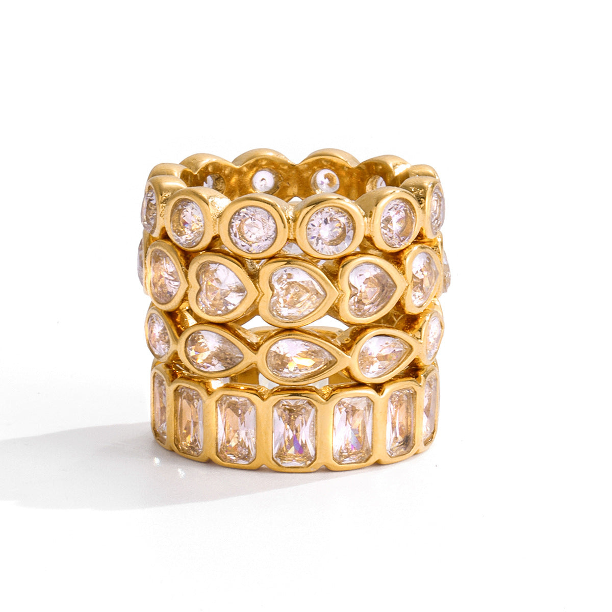 Love zircon titanium steel ring