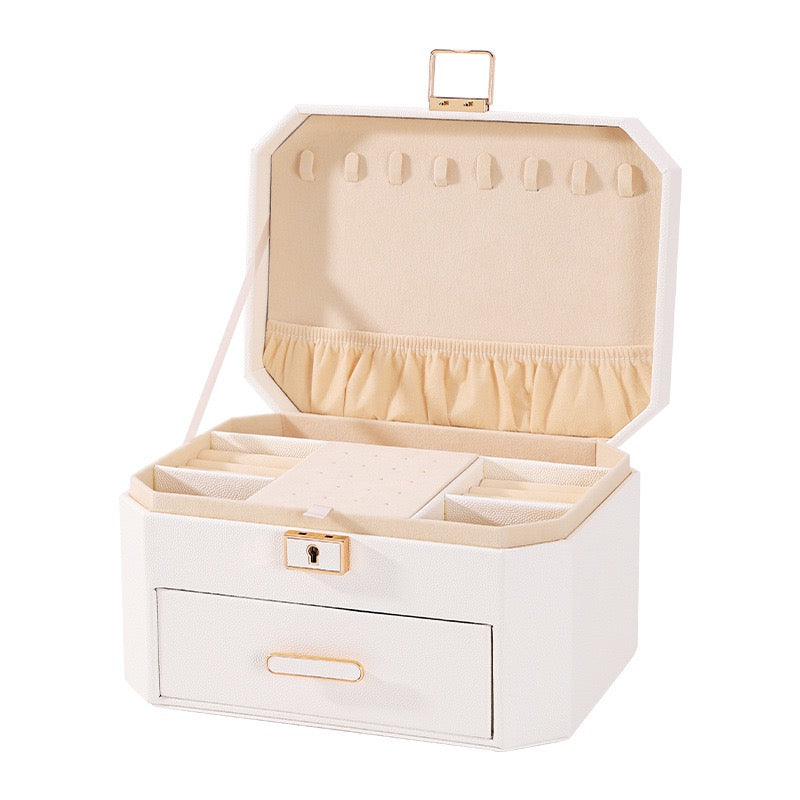 European and American large capacity jewelry storage box, two-layer jewelry storage box, ring and necklace storage box, jewelry box