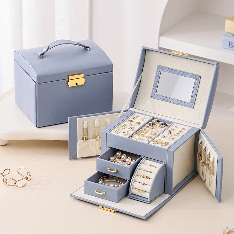 Jewelry box storage box, multi-layered jewelry storage box, mirror necklace ring jewelry box