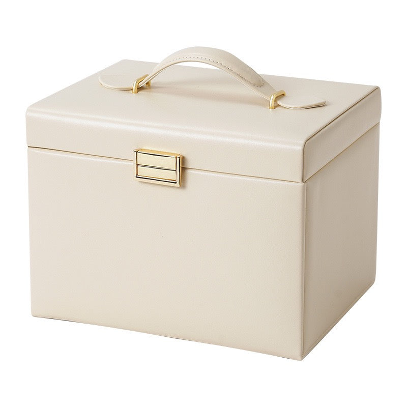 High-end jewelry box, large capacity, with mirror, for storing necklaces, rings, bracelets, and beaded bracelets