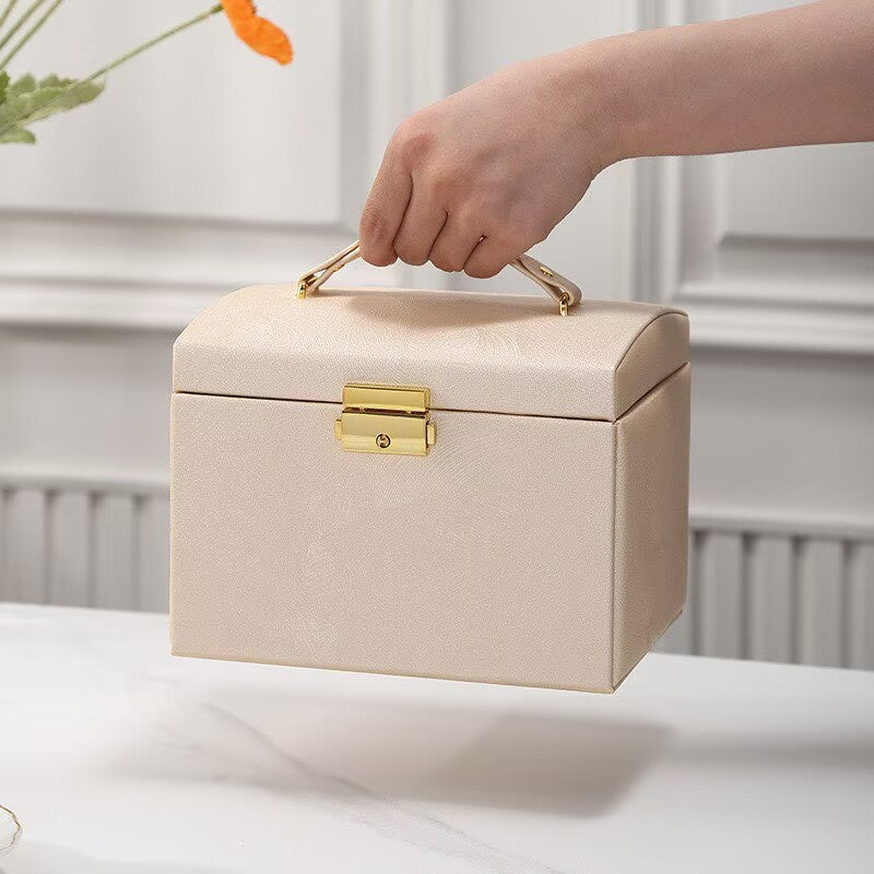 PU leather jewelry storage box, large capacity adjustable drawer jewelry box