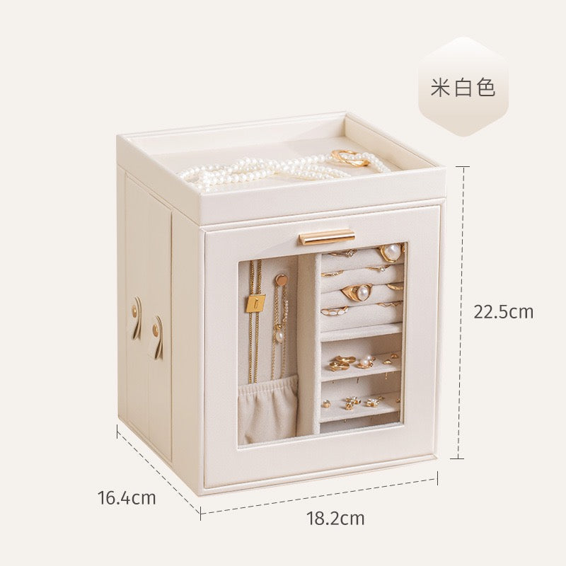 European-style rotating jewelry storage box, large capacity, high-end jewelry box for watches, rings, earrings, necklaces, and other jewelry