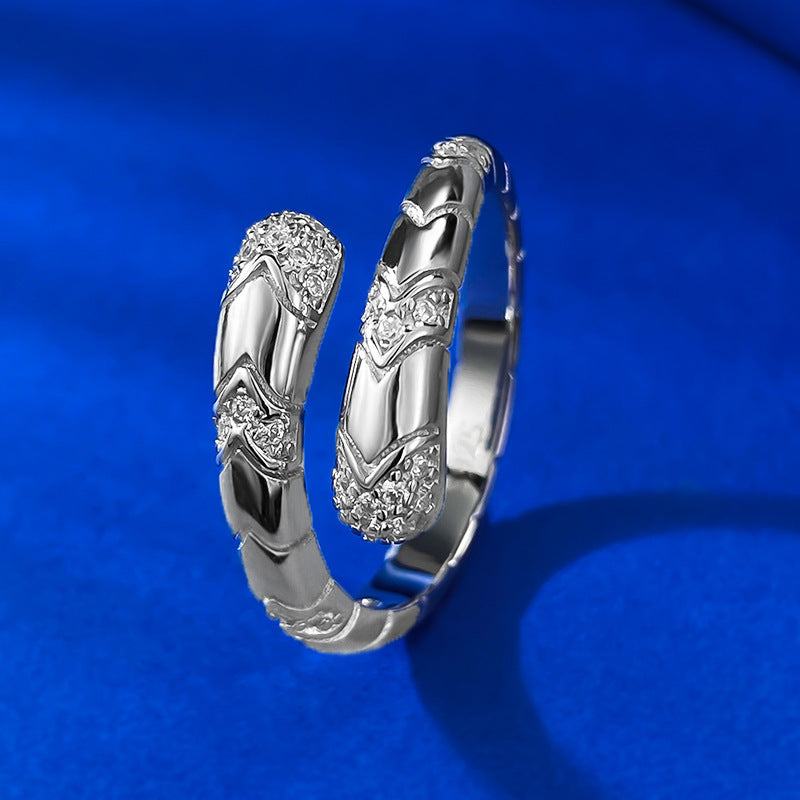 S925 Silver Serpentine Diamond Ring