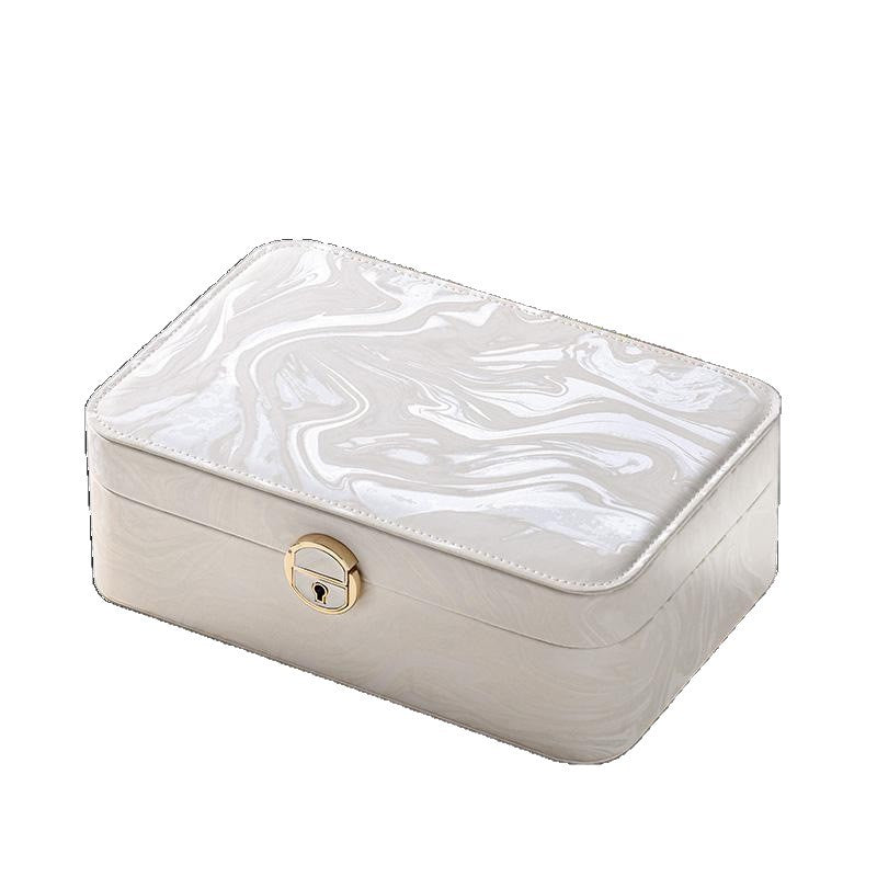 New high-end jewelry box, two-layer jewelry box, earring, necklace, and ring box, home jewelry storage box