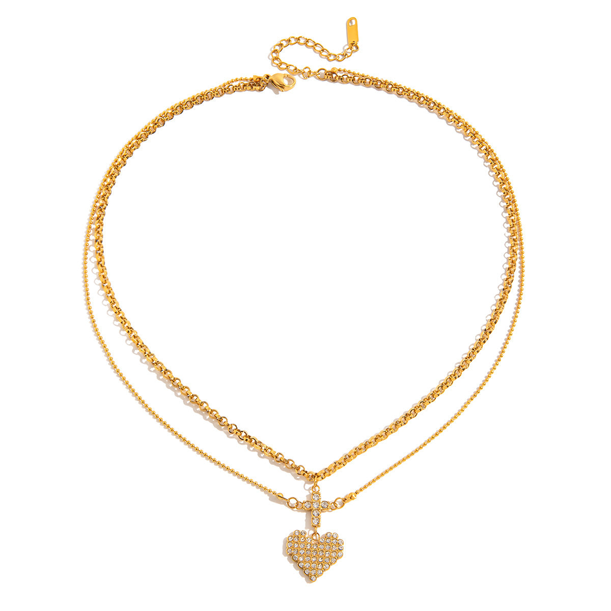 Love Pendant Double Layer Stacked Necklace