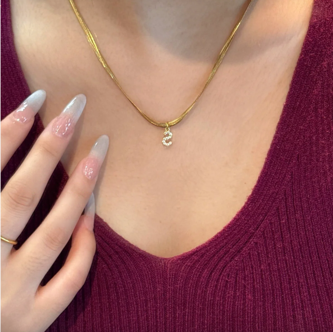 26 small letter snake chain necklaces with diamonds