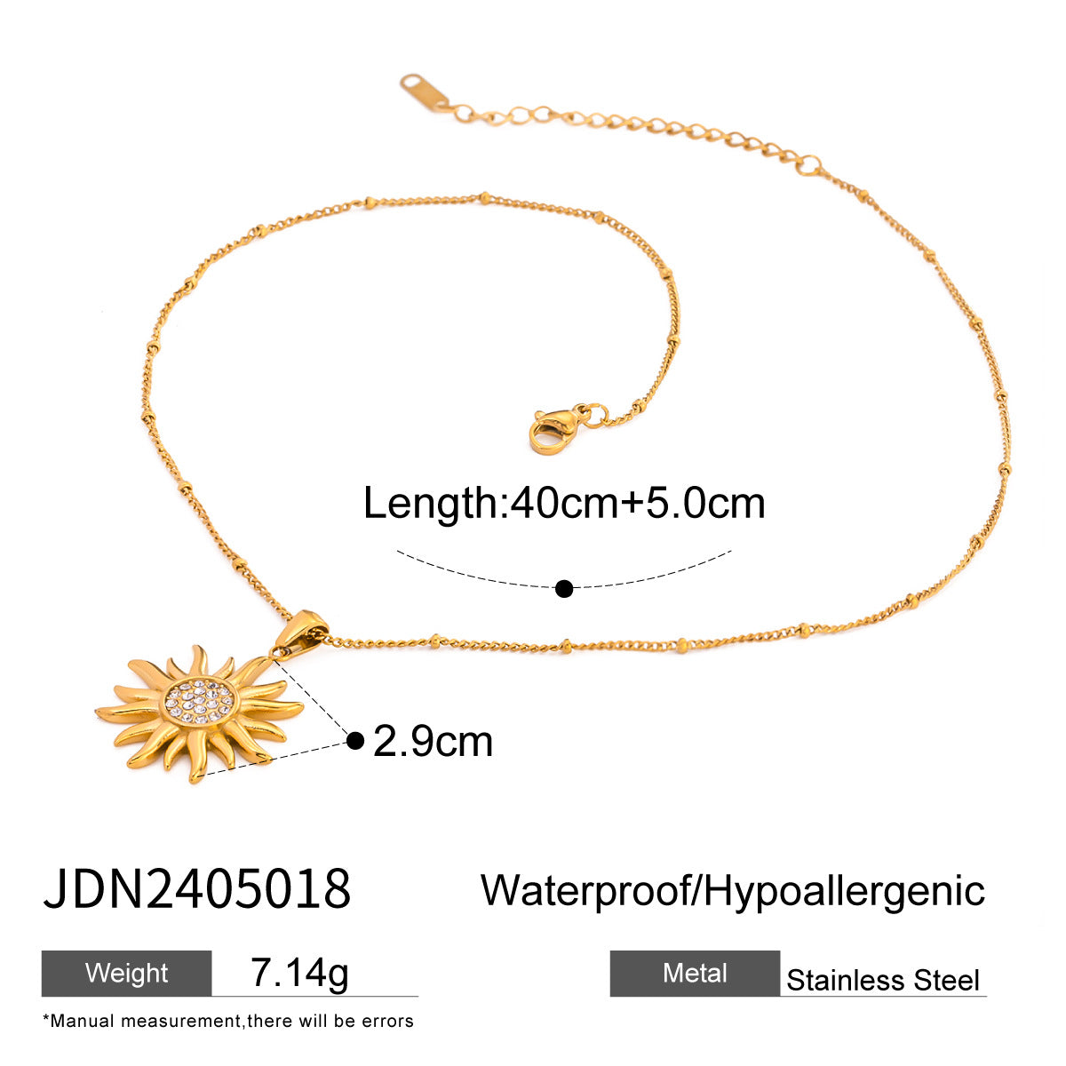 Sunflower Pendant Flower Stainless Steel Necklace