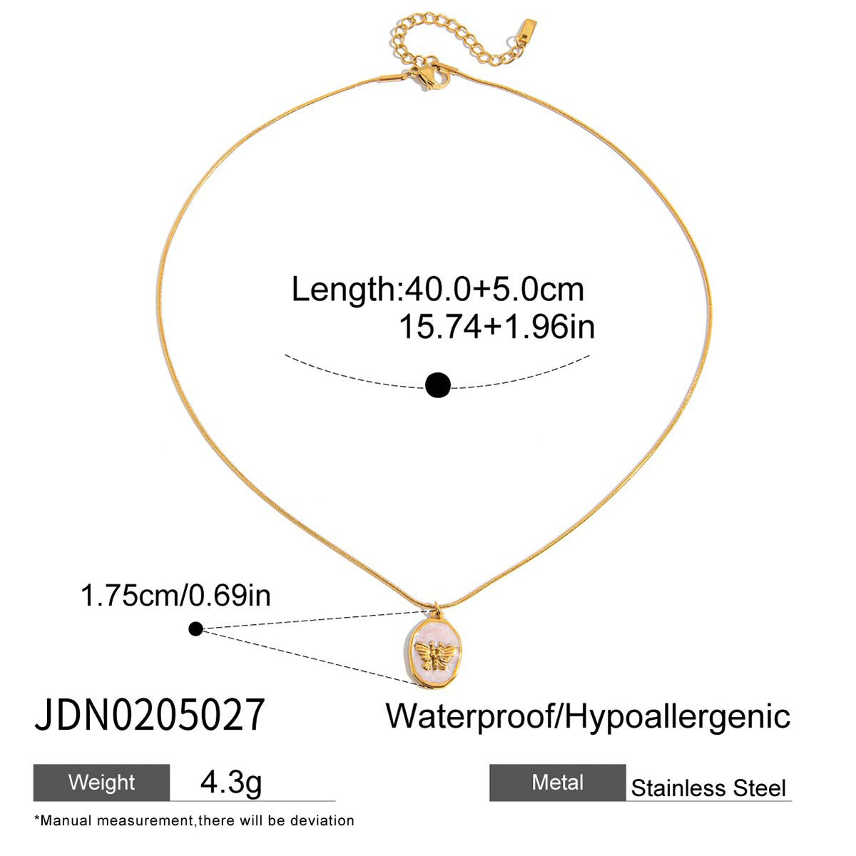 Stainless steel colored love pendant stacked necklace