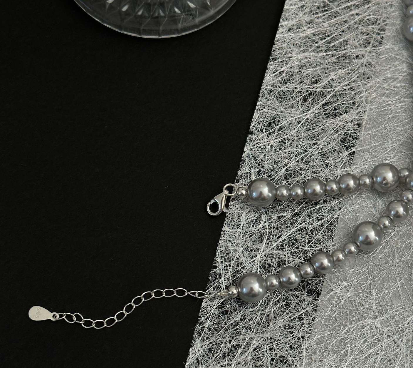 925 silver gradient imitation pearl necklace