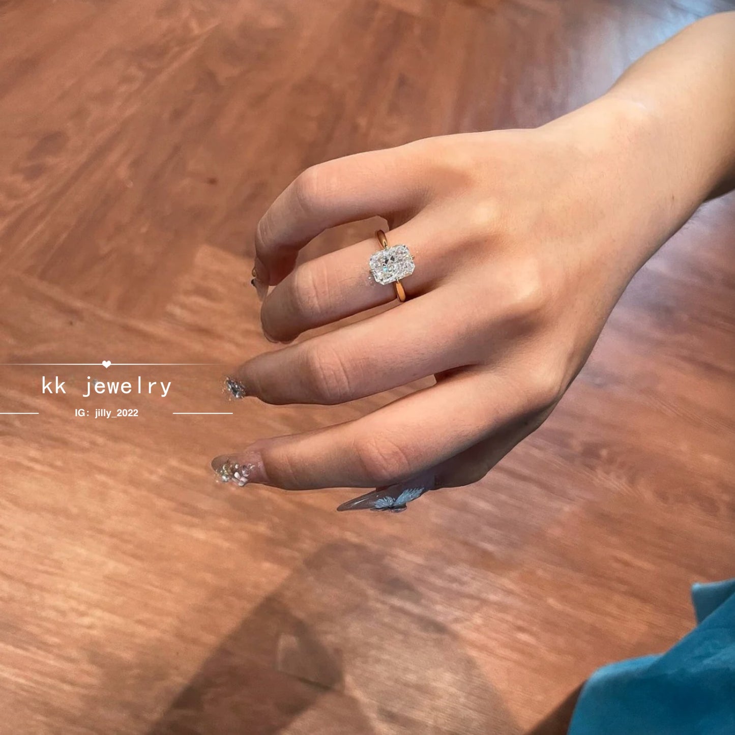 S925 silver-plated 8 * 10 ice cut high carbon diamond ring