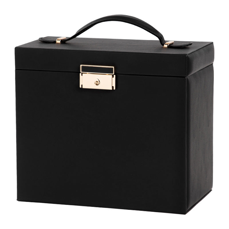 Jewelry box with multiple drawers, large capacity, for home use, including mirrored jewelry, earrings, studs, and necklaces