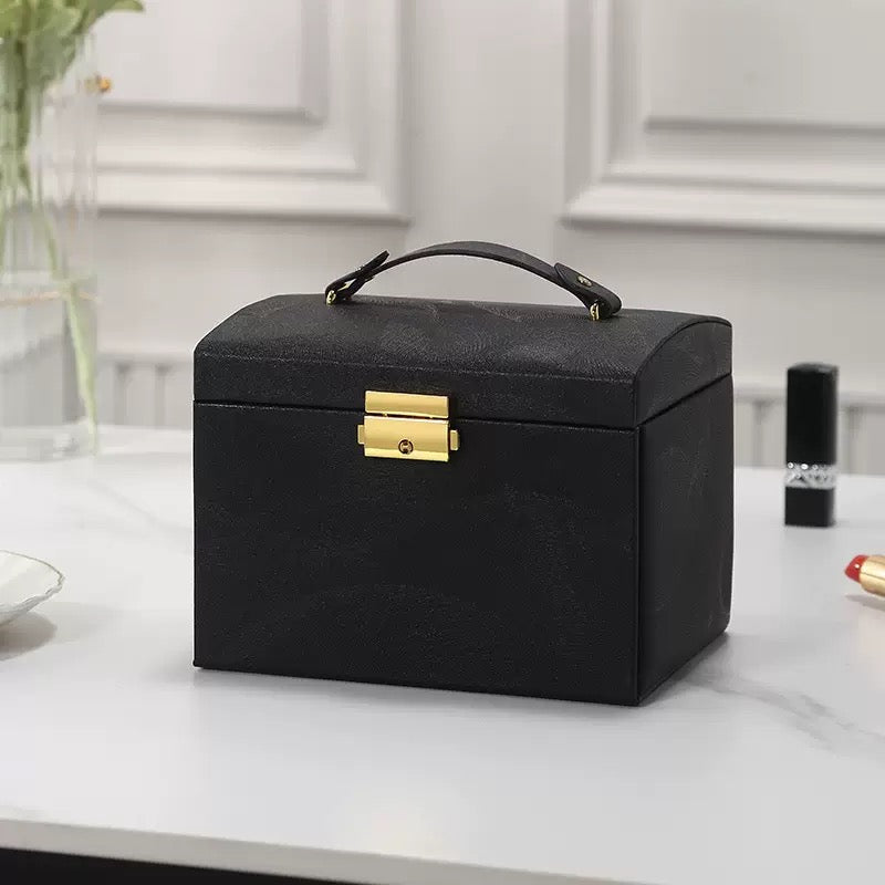 PU leather jewelry storage box, large capacity adjustable drawer jewelry box