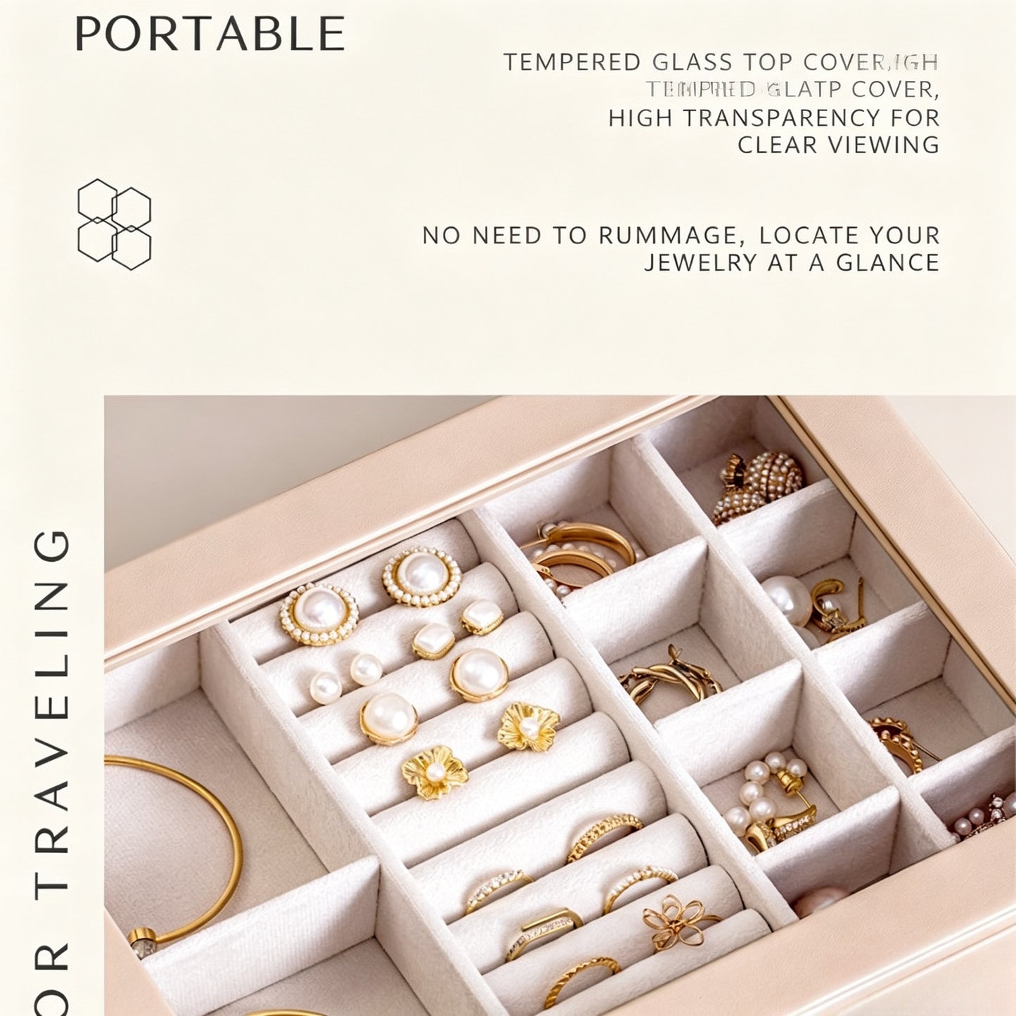 Large capacity multi-layer jewelry box for storing necklaces, rings, and other jewelry
