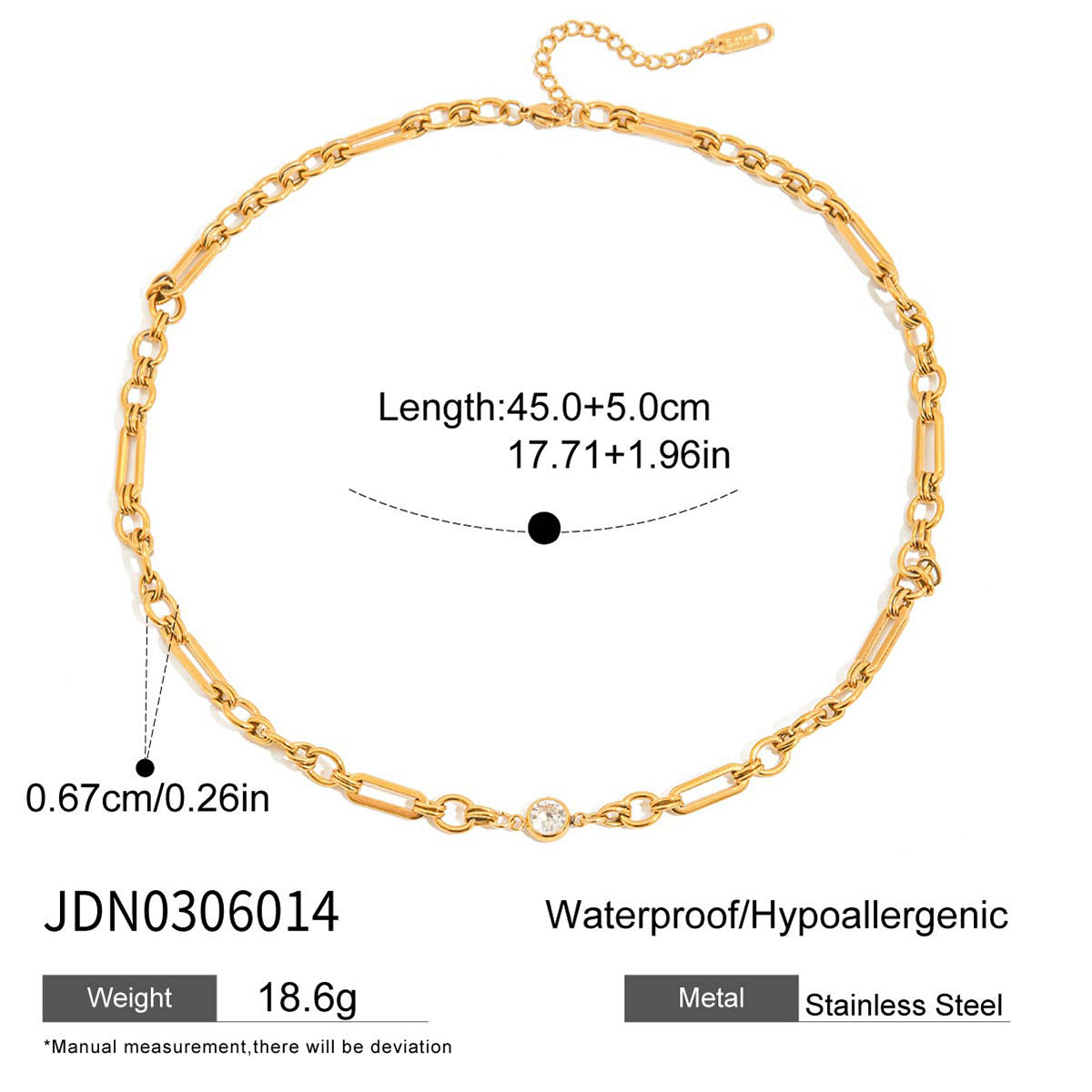 Zircon chain Titanium steel necklace