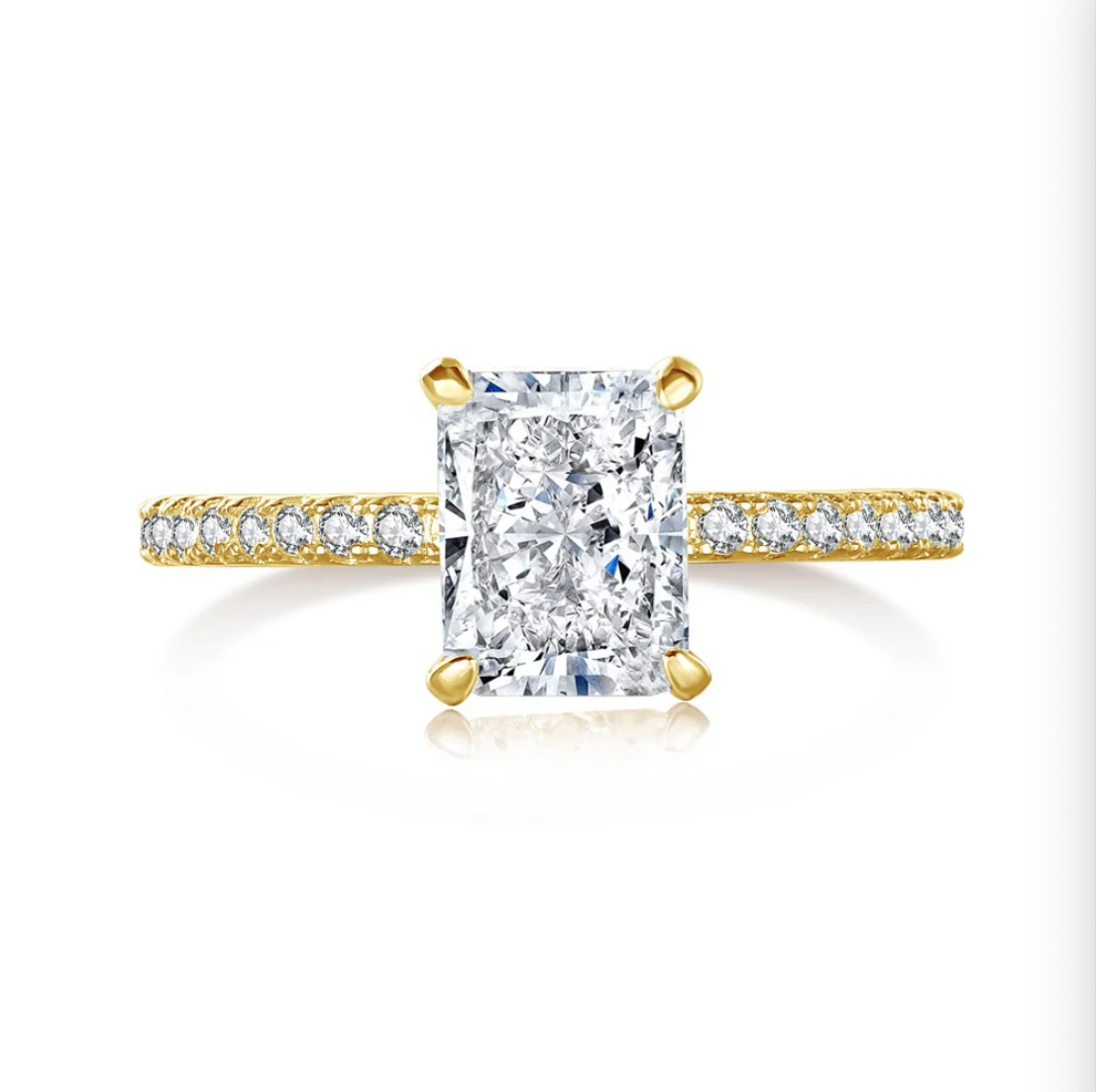 S925 sterling silver light luxury wedding rectangular high carbon diamond ring