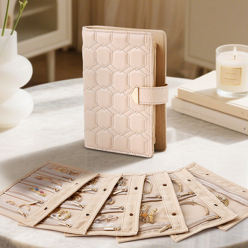 Jewelry storage bag, travel portable necklace ring bracelet diary jewelry album storage bag