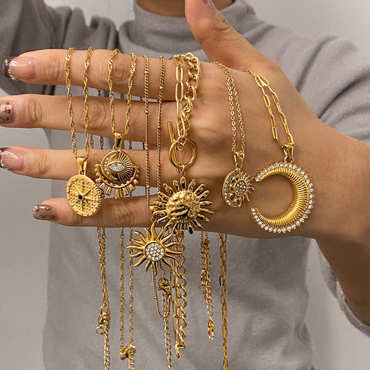 Stainless steel octagram necklace