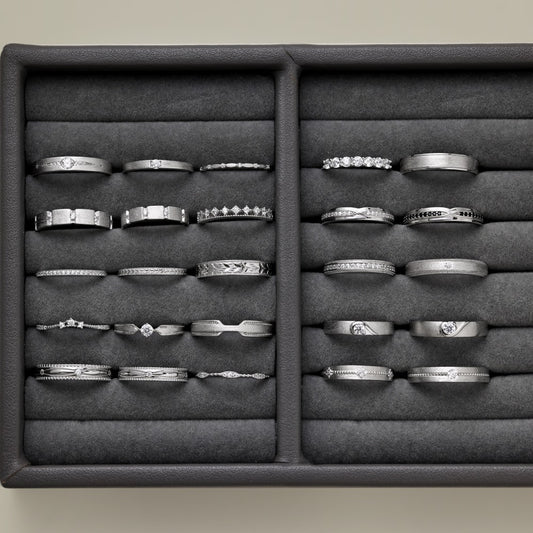 S925 Sterling Silver Plain Silver Male and Female Couple Ring-1