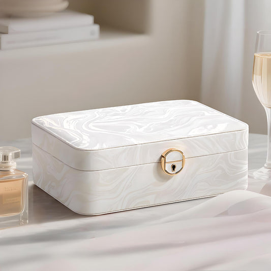 New high-end jewelry box, two-layer jewelry box, earring, necklace, and ring box, home jewelry storage box
