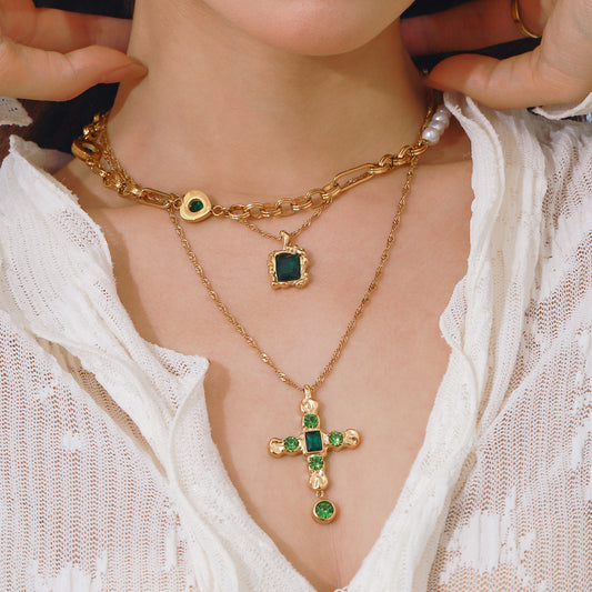 Titanium steel collarbone chain stacked necklace