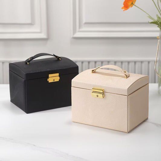 PU leather jewelry storage box, large capacity adjustable drawer jewelry box