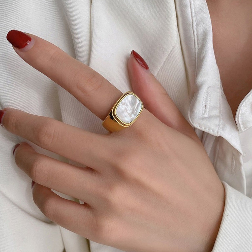 White Fritillary Stainless Steel Ring