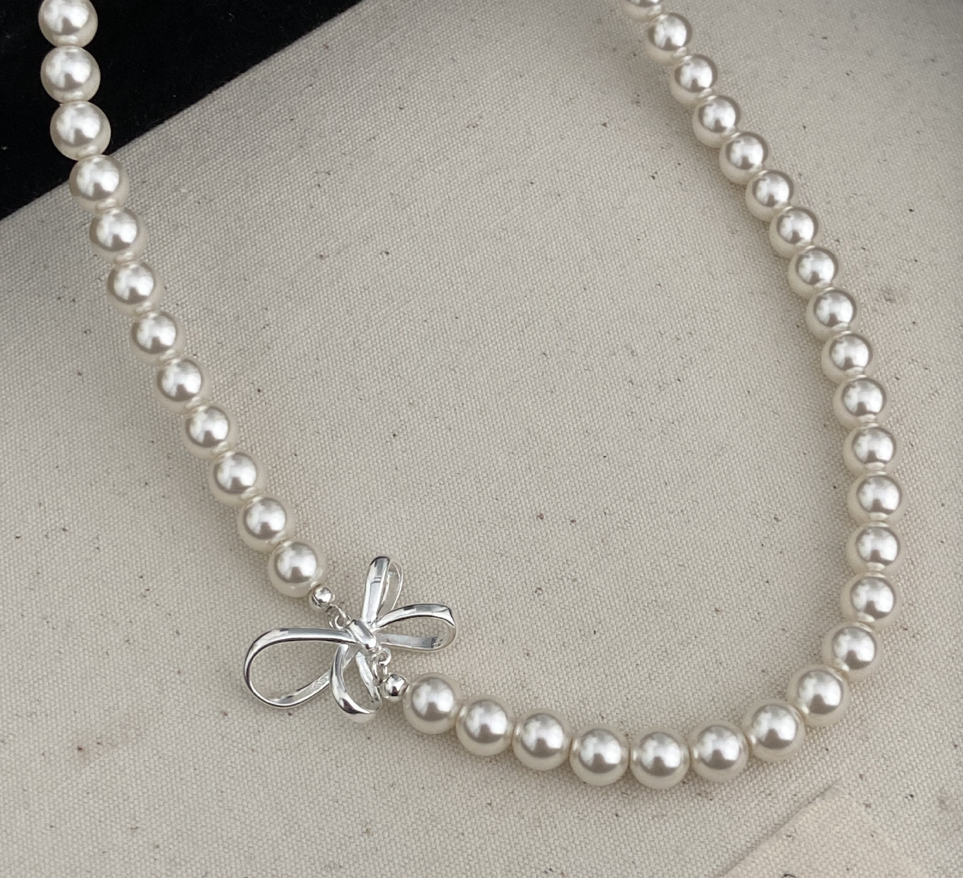 925 Silver Sweet Bow Pearl Necklace