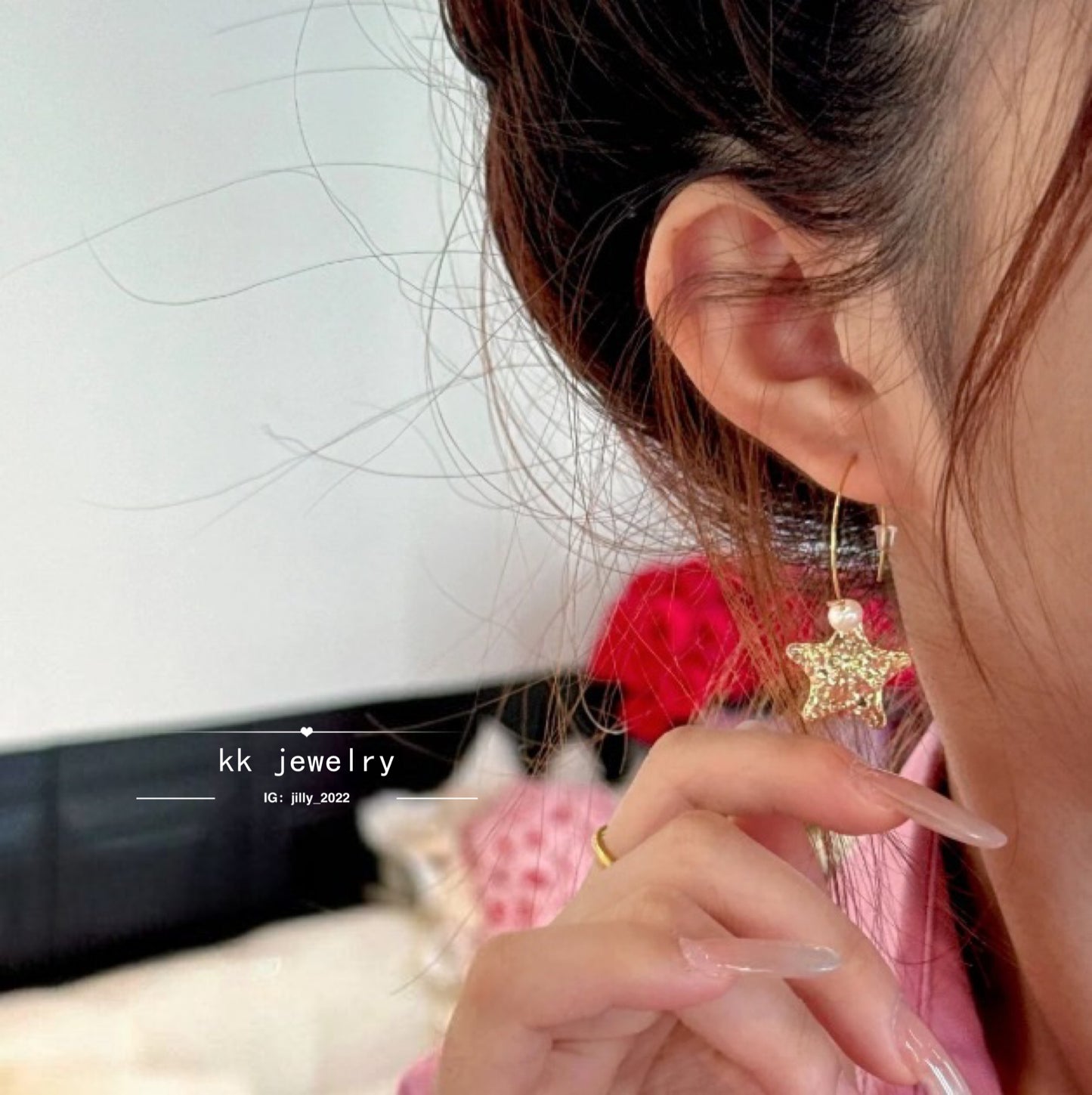 Pentagonal star pearl earrings