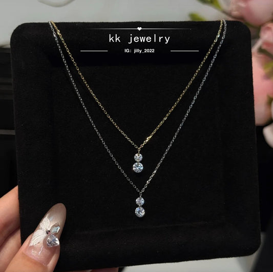 S925 Sterling Silver Oval Water Drop Pendant Necklace