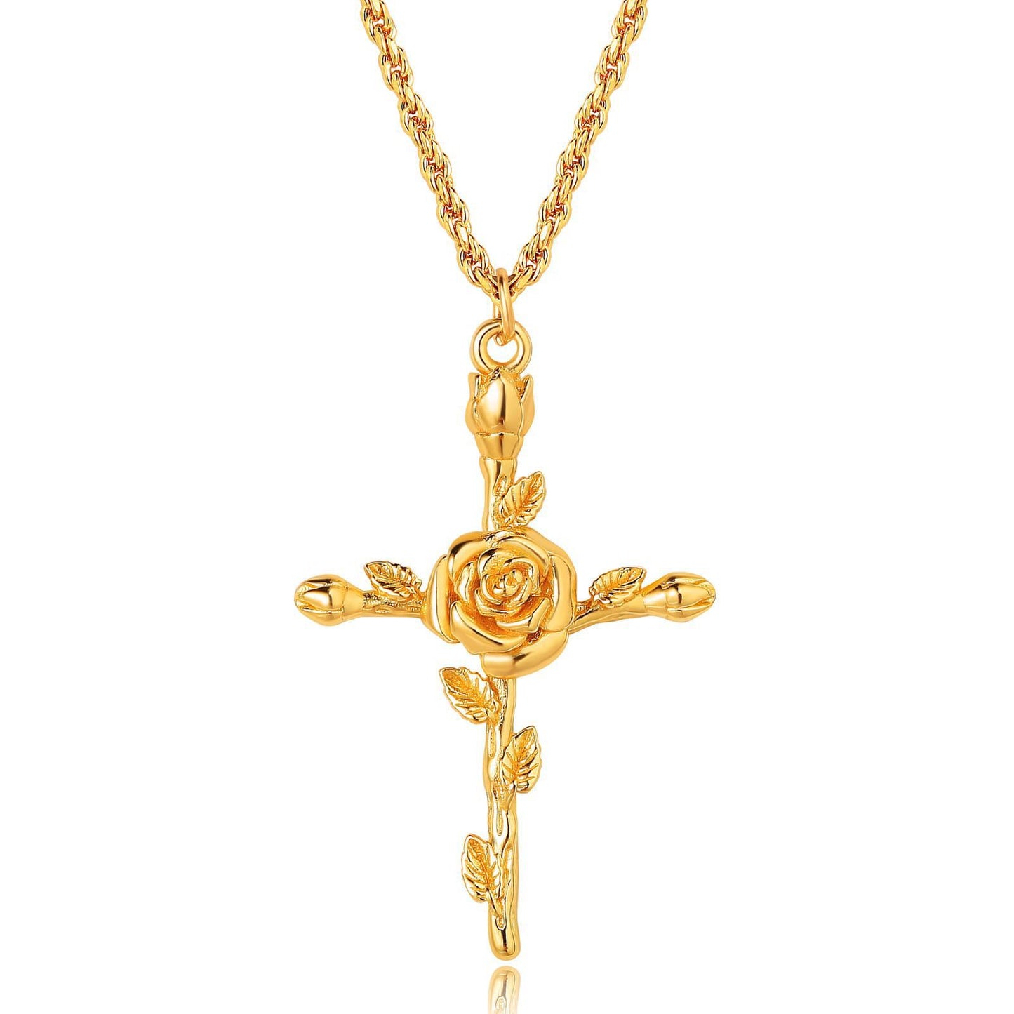December Flower Cross Birth Flower Necklace