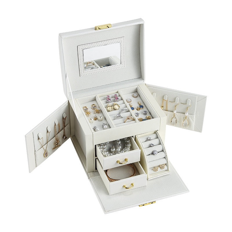 Jewelry box storage box, multi-layered jewelry storage box, mirror necklace ring jewelry box