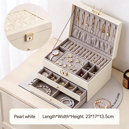 Large-capacity jewelry storage box, multi-functional drawer-style multi-layer jewelry box, necklace, ring, earring, and other jewelry storage box
