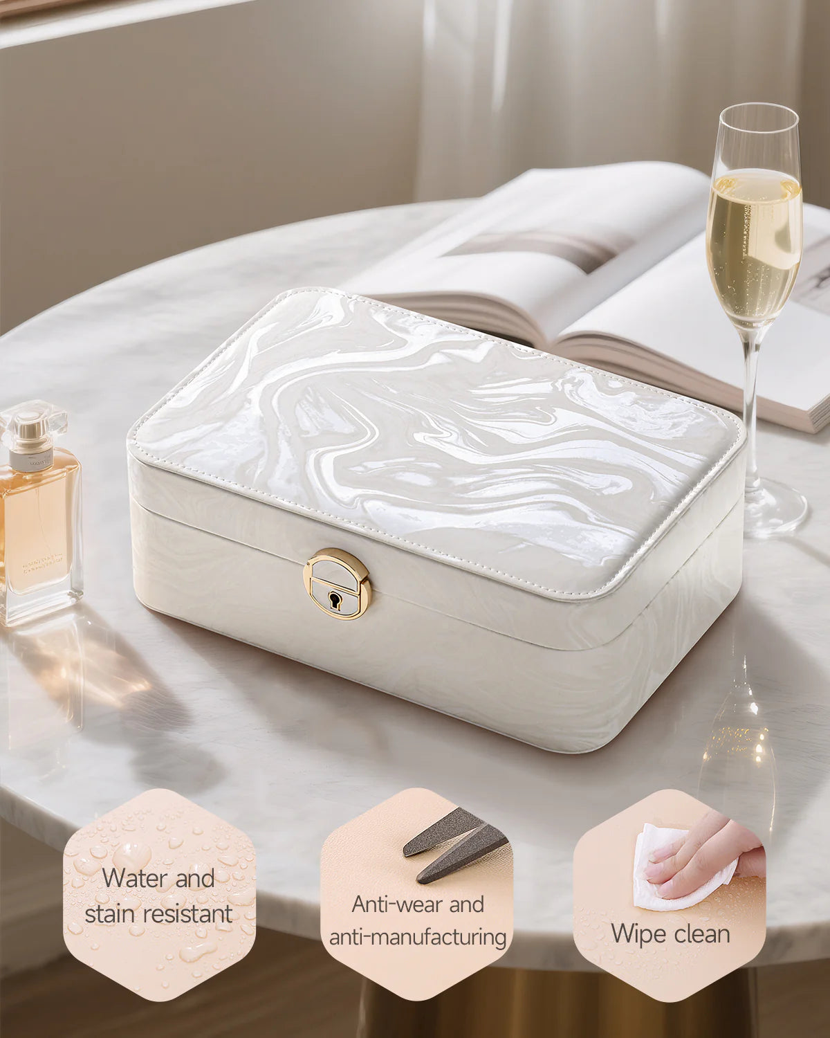 New high-end jewelry box, two-layer jewelry box, earring, necklace, and ring box, home jewelry storage box