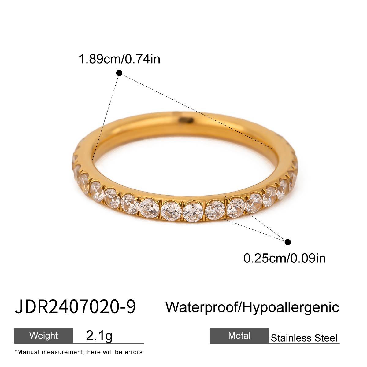 Titanium steel zircon stacked open ring