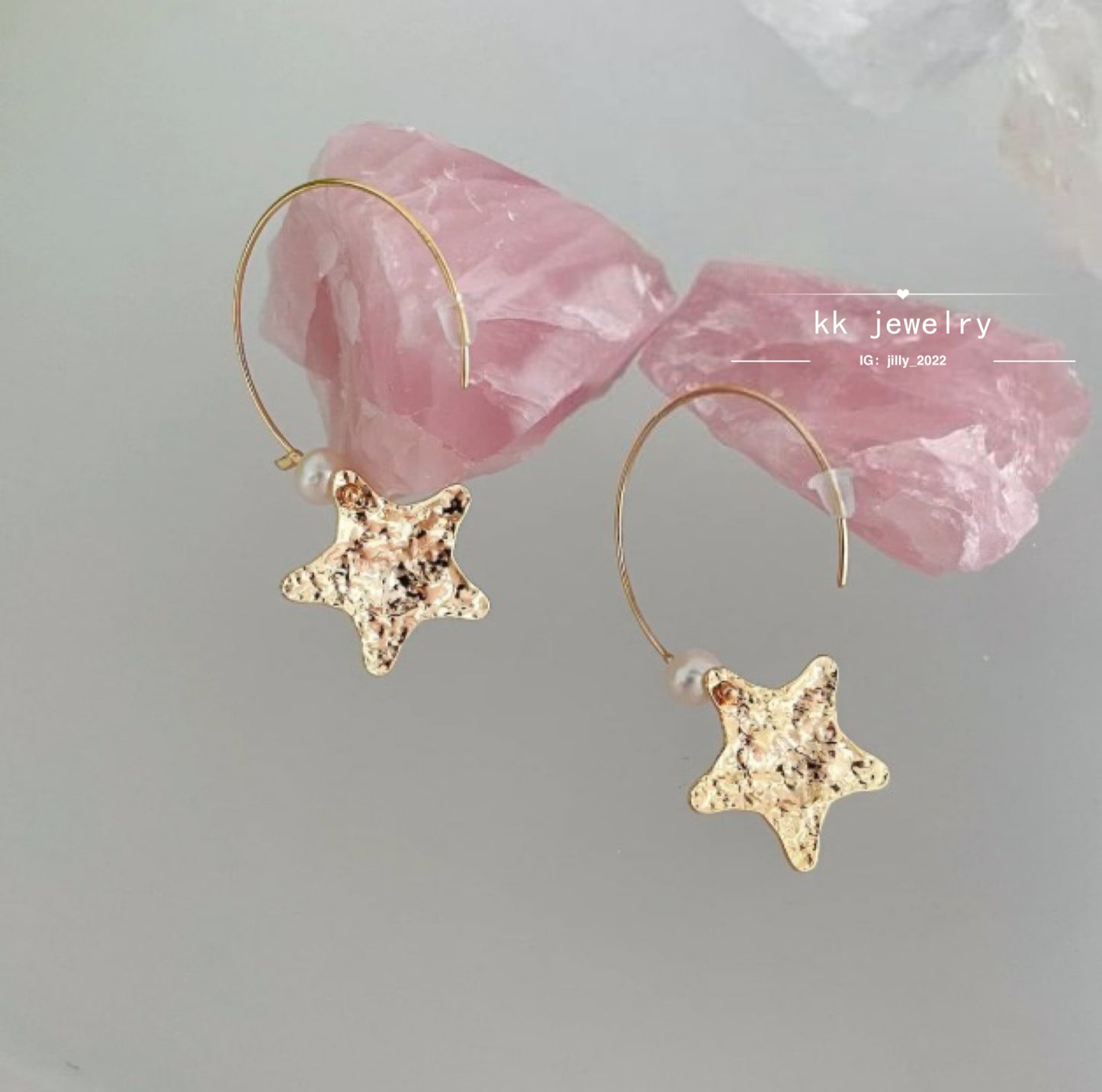Pentagonal star pearl earrings