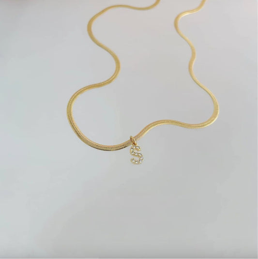 26 small letter snake chain necklaces with diamonds