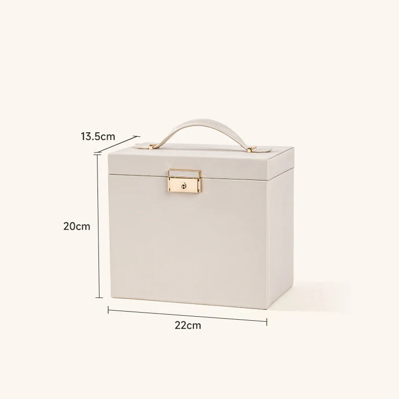 Jewelry box with multiple drawers, large capacity, for home use, including mirrored jewelry, earrings, studs, and necklaces
