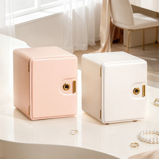 Home jewelry box with fingerprint lock, suitable for storing ID cards, necklaces, rings, and other jewelry.