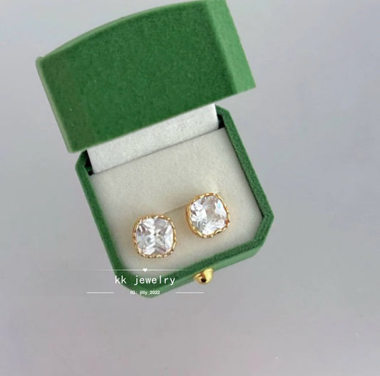 S925 Silver Needle French Gemstone Brass Earrings