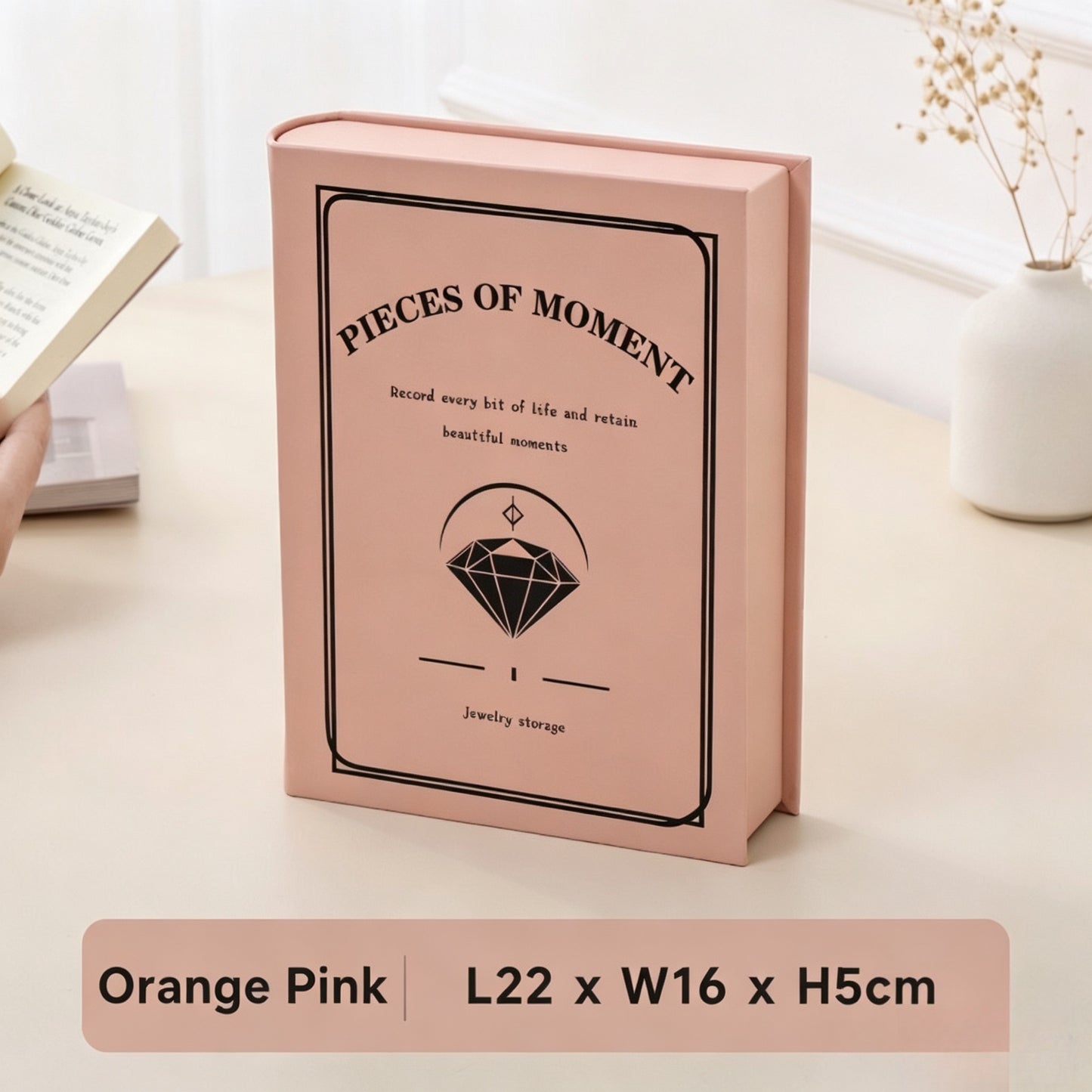 Book and jewelry box, double-layered PU leather multi-functional storage box for watches, rings, earrings, and studs